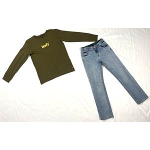 Levi’s Stonewashed Jeans Outfit Boys Size 14 Reg/ Large (14) Long Sleeve